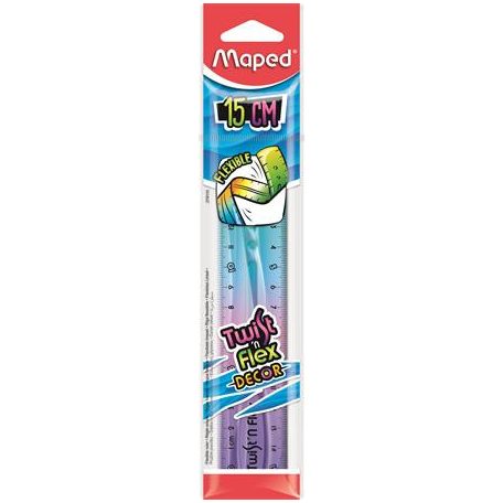 MAPED Vonalzó, műanyag, 15 cm, MAPED "Twist'n Flex Decor"