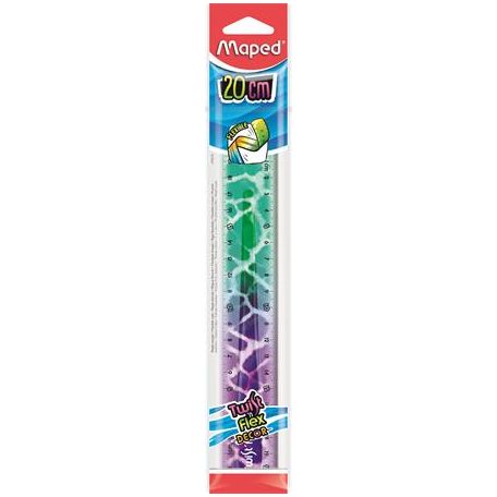 MAPED Vonalzó, műanyag, törhetetlen, 20 cm, MAPED "Twist'n Flex Decor Animals", vegyes színek