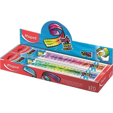 MAPED Vonalzó, műanyag, törhetetlen, 20 cm, MAPED "Twist'n Flex Decor Animals", vegyes színek