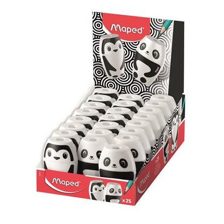 MAPED Hegyező, egylyukú, tartályos, MAPED "Shakky Fancy", panda és pingvin, vegyes formák