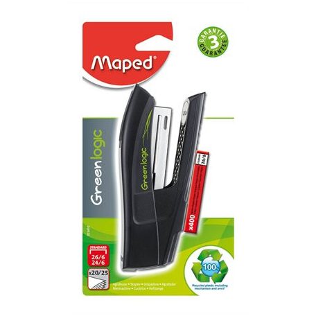 MAPED Tűzőgép, 24/6, 26/6, 20 lap, MAPED "Greenlogic Half-Strip"