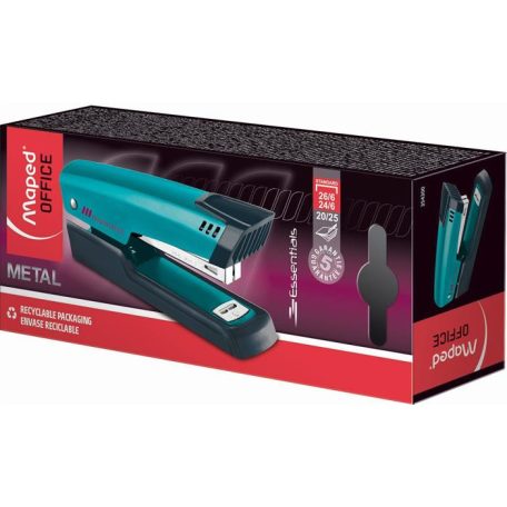 MAPED Tűzőgép, 24/6, 26/6, 20 lap, MAPED "Essentials Half-Strip", türkiz