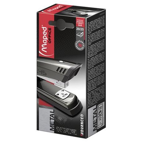 MAPED Tűzőgép, 24/6, 26/6, 20 lap, MAPED "Advanced Half-Strip", sötétbarna