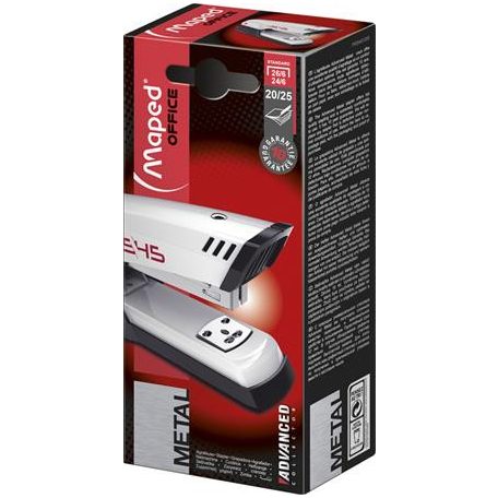 MAPED Tűzőgép, 24/6, 26/6, 20 lap, MAPED "Advanced Half-Strip", fehér