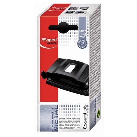 MAPED Lyukasztó, kétlyukú, 12 lap, fém, MAPED "Essentials 12", fekete