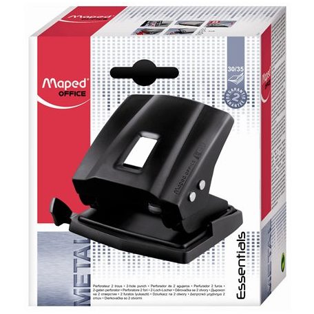 MAPED Lyukasztó, kétlyukú, 35 lap, fém, MAPED "Essentials 35", fekete