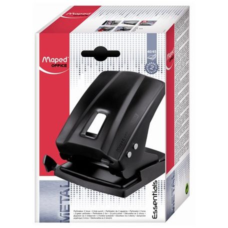 MAPED Lyukasztó, kétlyukú, 45 lap, fém, MAPED "Essentials 45", fekete