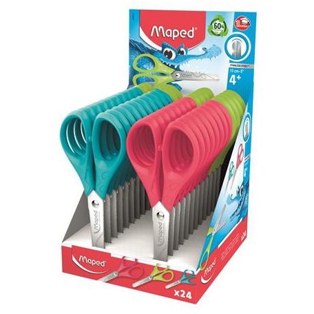 MAPED Olló display, iskolai, 13 cm, MAPED "Essentials Pulse", vegyes színek