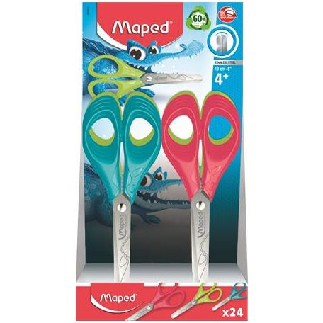 MAPED Olló display, iskolai, 13 cm, MAPED "Essentials Pulse", vegyes színek