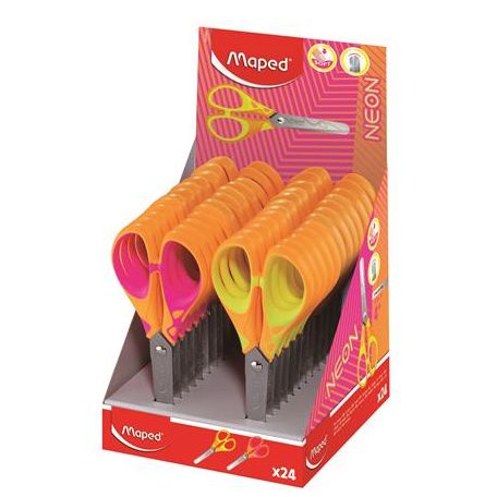 MAPED Olló, display, iskolai, 13 cm, MAPED "Soft Neon", vegyes színek