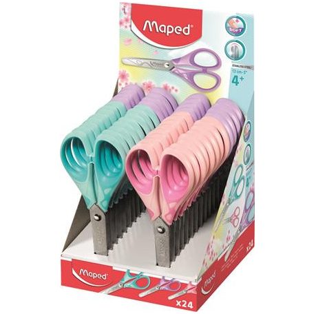 MAPED Olló display, iskolai, 13 cm, MAPED "Essentials Soft Pastel", pasztell színek