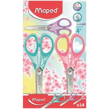 MAPED Olló display, iskolai, 13 cm, MAPED "Essentials Soft Pastel", pasztell színek