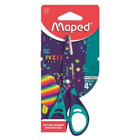 MAPED Olló, iskolai, 13 cm, MAPED "Pixel Party"