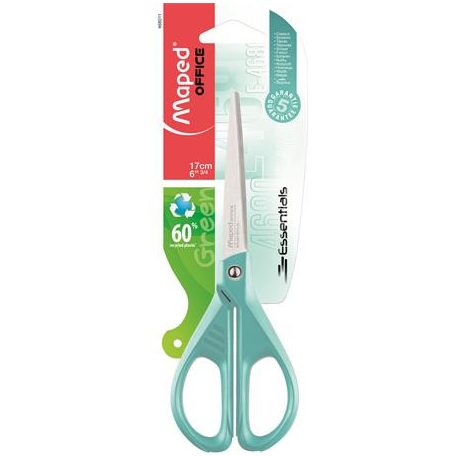 MAPED Olló, irodai, 17 cm, MAPED "Essentials Green", türkizkék