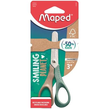 MAPED Olló, óvodai, 12 cm, FSC, MAPED "Smiling Planet Vivo"