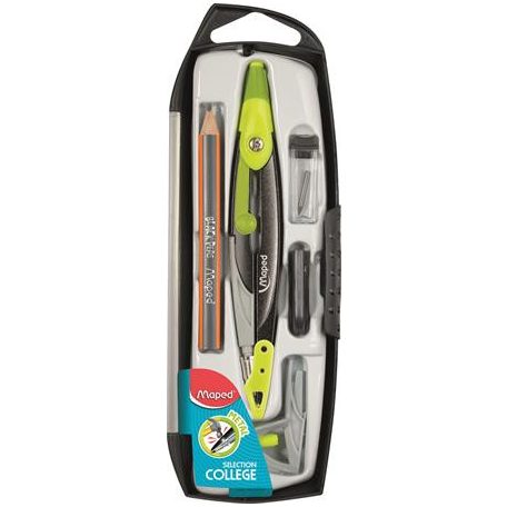 MAPED Körző készlet, 5 darabos, MAPED "Metal Open", vegyes színek