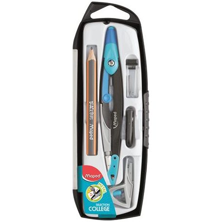 MAPED Körző készlet, 5 darabos, MAPED "Metal Open", vegyes színek