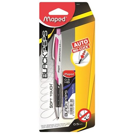 MAPED Nyomósirón, 0,5 mm, ajándék grafitbéllel, MAPED "Black'Peps", vegyes színek