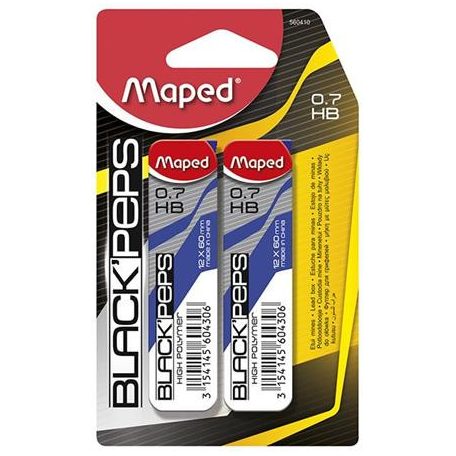 MAPED Grafitbél, 0,7 mm, HB, 2x12 szálas, MAPED "Black Peps"