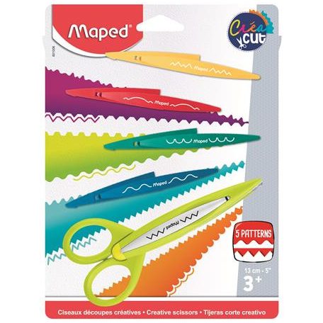 MAPED Olló, kreatív, cserélhető penge, MAPED "Créa Cut", 5 különböző minta
