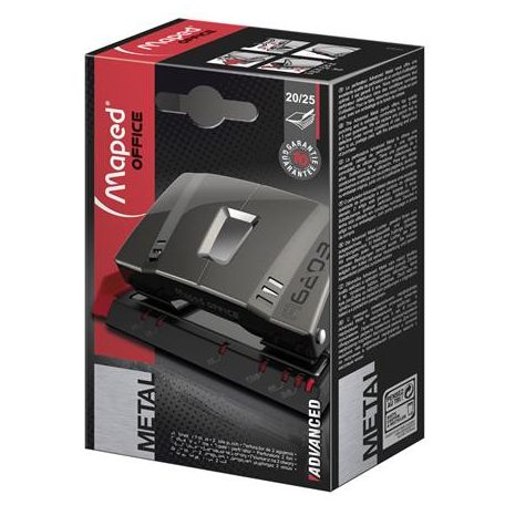 MAPED Lyukasztó, kétlyukú, 25 lap, fém, MAPED "Advanced", sötétbarna