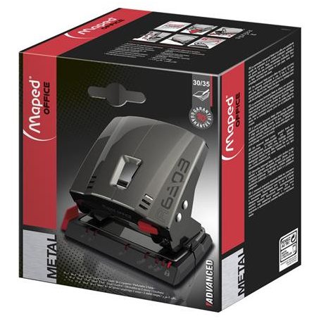 MAPED Lyukasztó, kétlyukú, 35 lap, fém, MAPED "Advanced", sötétbarna
