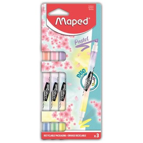 MAPED Szövegkiemelő készlet, 1-5 mm, kétvégű, MAPED "Fluo Peps Duo", 6 különböző pasztell szín