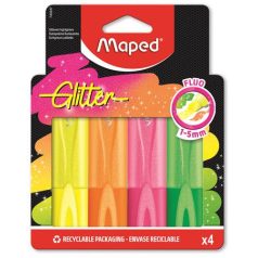   MAPED Szövegkiemelő készlet, 1-5 mm, MAPED "Glitter Fluo Peps", vegyes fluoreszkáló színek
