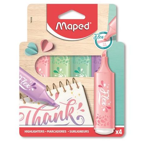 MAPED Szövegkiemelő készlet, 1-5 mm, MAPED "Fluo Peps Flex Pastel", pasztell szín, vegyes készletek