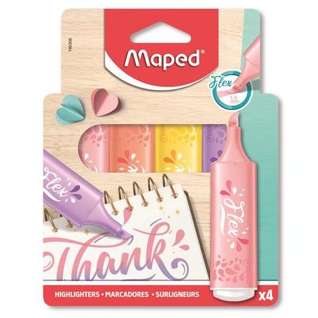 MAPED Szövegkiemelő készlet, 1-5 mm, MAPED "Fluo Peps Flex Pastel", pasztell szín, vegyes készletek