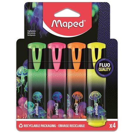 MAPED Szövegkiemelő készlet, 1-5 mm, MAPED "Deepsea Paradise Fluo Peps", 4 különböző szín