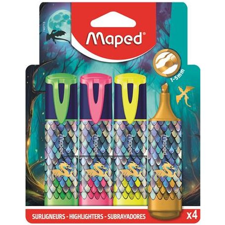 MAPED Szövegkiemelő készlet, 1-5 mm, MAPED „Dragon sárkány”, 4 különböző szín