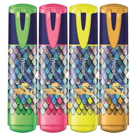 MAPED Szövegkiemelő készlet, 1-5 mm, MAPED „Dragon sárkány”, 4 különböző szín