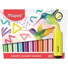 MAPED Szövegkiemelő készlet, 1-5 mm, MAPED "Fluo Peps Assorted", 12 különböző szín