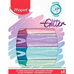   MAPED Szövegkiemelő készlet, 1-5 mm, MAPED "Glitter Fluo Peps", vegyes pasztell színek