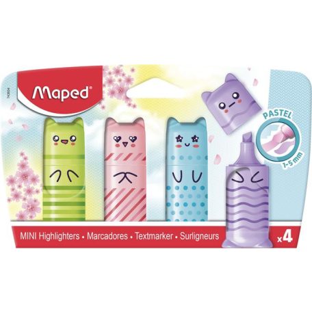 MAPED Szövegkiemelő készlet, 1-5 mm, MAPED "Mini Pastel", 4 különböző pasztell szín