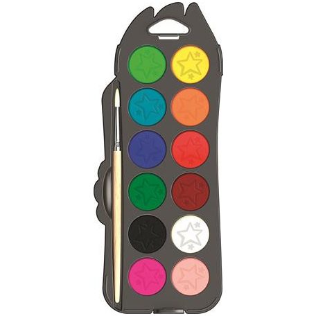 MAPED Vízfesték, 12 szín, 30 mm átm/szín + ajándék ecset, MAPED