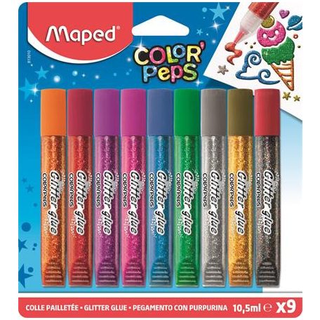 MAPED Csillámos ragasztó, MAPED "Color'Peps", 9 különböző szín