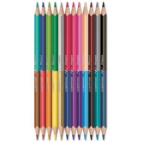 MAPED Színes ceruza készlet, kétvégű, háromszögletű, MAPED "Color'Peps Duo", 24 különböző szín