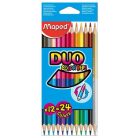 MAPED Színes ceruza készlet, kétvégű, háromszögletű, MAPED "Color'Peps Duo", 24 különböző szín