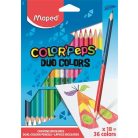 MAPED Színes ceruza készlet, háromszögletű, kétvégű, MAPED "Color'Peps Duo", 36 különböző szín