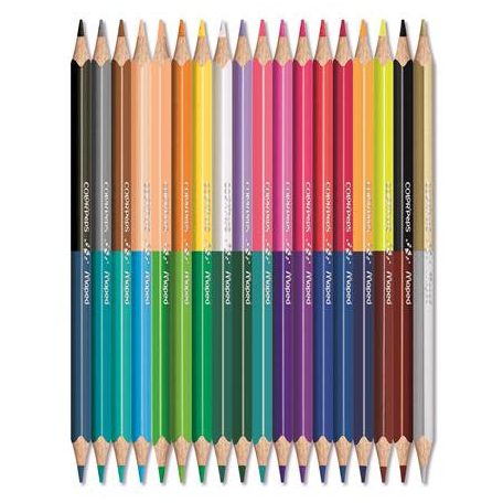 MAPED Színes ceruza készlet, háromszögletű, kétvégű, MAPED "Color'Peps Duo", 36 különböző szín