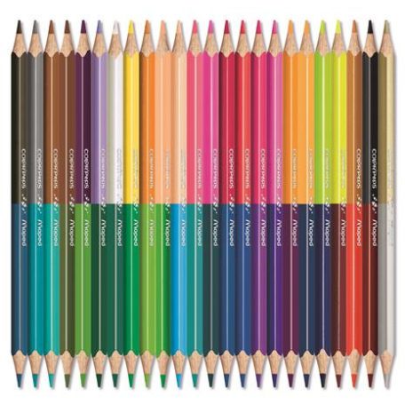MAPED Színes ceruza készlet, háromszögletű, kétvégű, MAPED "Color'Peps Duo", 48 különböző szín