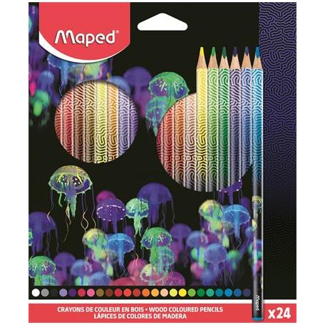 MAPED Színes ceruza készlet, háromszögletű, MAPED "Deepsea Paradise", 24 különböző szín