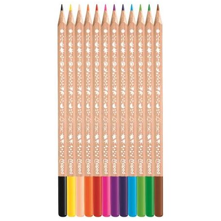 MAPED Színes ceruza készlet, háromszögletű, FSC, MAPED "Smiling Planet", 12 különböző szín