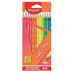   MAPED Színes ceruza készlet, háromszögletű, MAPED "Neon", 12 különböző szín