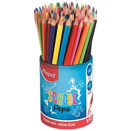 MAPED Színes ceruza készlet, háromszögletű, ceruzatartó, MAPED "School Peps"