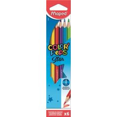   MAPED Színes ceruza készlet, háromszögletű, MAPED "Color'Peps Star", 6 különböző szín