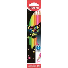   MAPED Színes ceruza készlet, háromszögletű, MAPED "Color'Peps Star Fluo", 6 különböző szín