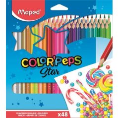   MAPED Színes ceruza készlet, háromszögletű, MAPED "Color'Peps Star", 48 különböző szín